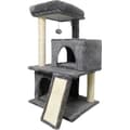 Miniatyrbillede 1 af 6: FLOPI Mørkegråt Kradsetræ - 44,5 x 48 x 86 cm - Mørkegrå - 1 Platform, 1 Legebold, 2 Kenneler, 1 Rampe