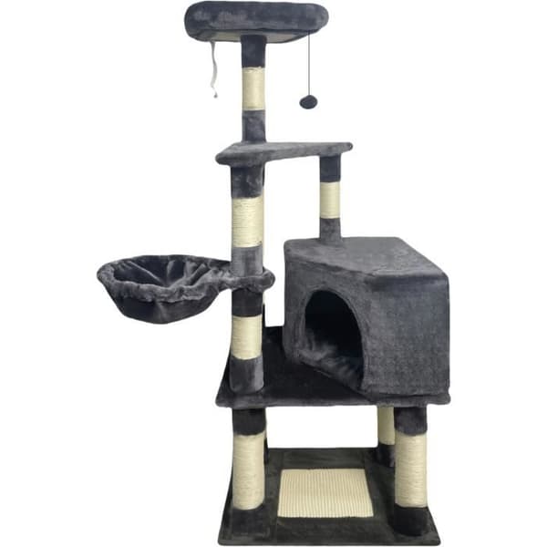 SWIFTY klösträd - 55 x 40 x 138 cm - Mörkgrå - 3 plattformar. 1 sittpinne. 1 nisch. klösträd