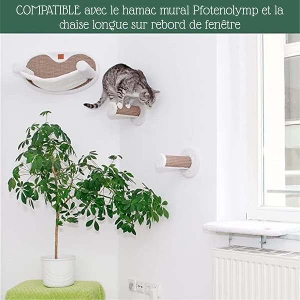 Väggklättersteg för katt - 22 x 6 cm - 2 klättertrappor|beige,|