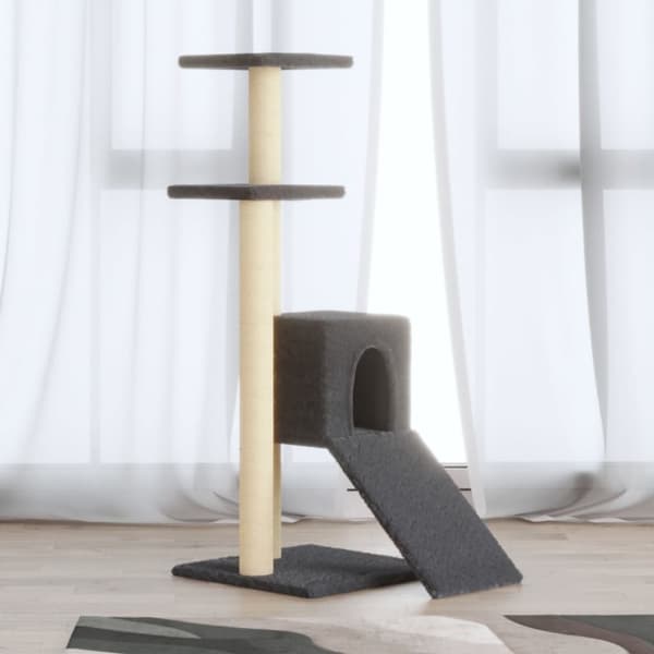 Klösträd med klöspelare i sisal mörkgrå 92 cm