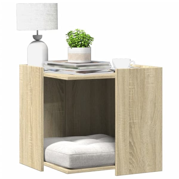 Skåp för kattlåda sonoma-ek 53x53x51 cm konstruerat trä