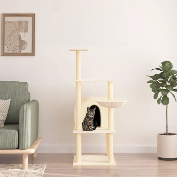 Klösträd med sisalpelare gräddvit 132 cm
