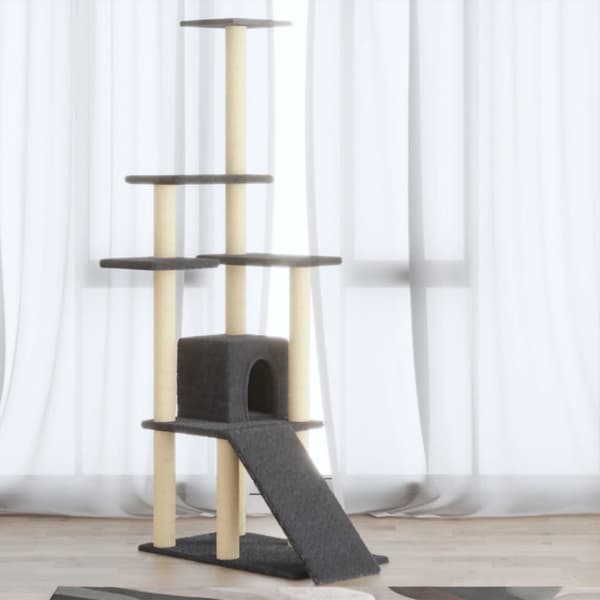 Klösträd med klöspelare i sisal mörkgrå 155 cm