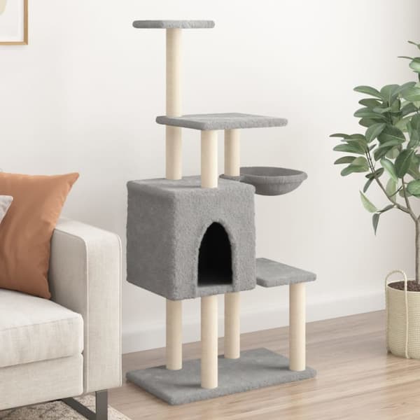 Katträd med klöspelare sisal ljusgrå 131 cm