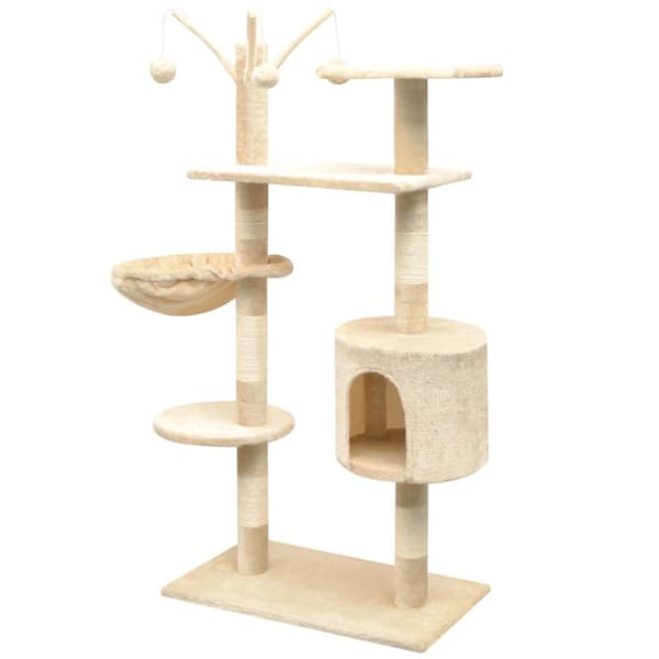 Klösträd med klöspelare och 125 cm beige