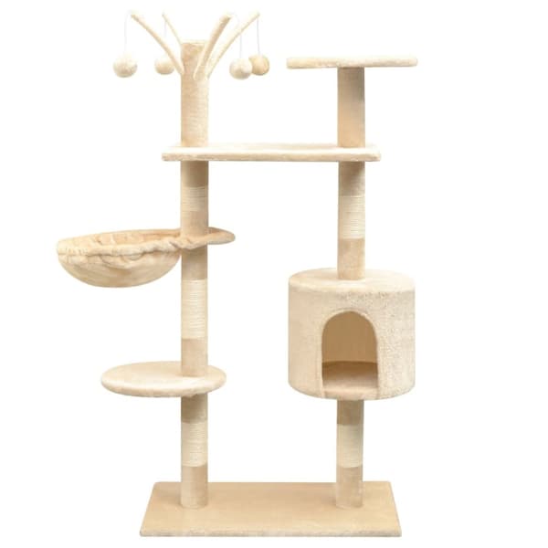 Klösträd med klöspelare och 125 cm beige