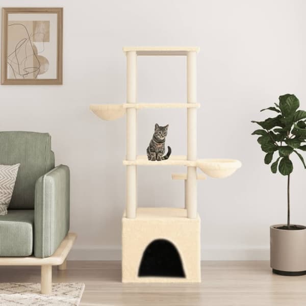 Klösträd med sisalpelare gräddvit 147 cm