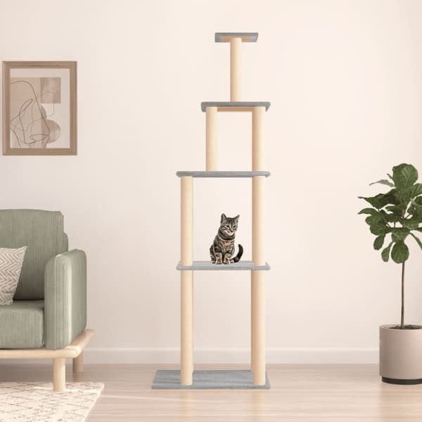 Klösträd med sisalpelare ljusgrå 183 cm