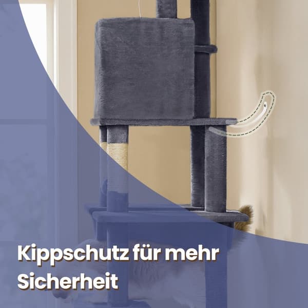 Kattenboom - stor - 201 cm - mörkgrå - med plattform
