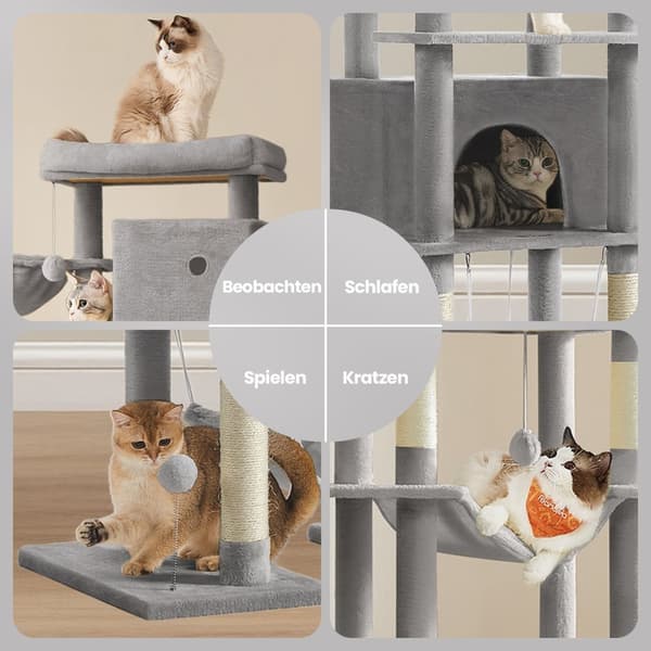 Scratching Post - Large - 201 cm - ljusgrå - med plattform