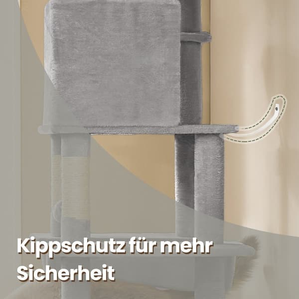 Scratching Post - Large - 201 cm - ljusgrå - med plattform