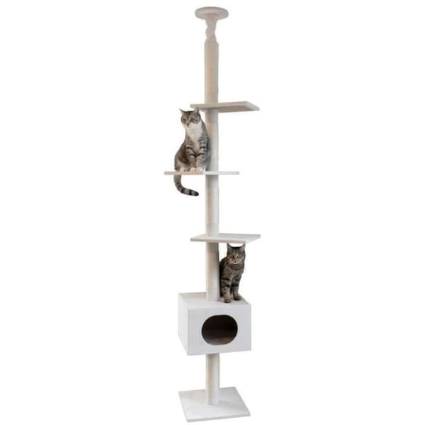 KERBL - Kattträd FERDI - 38 x 38 x 240 till 260 cm - Vit - Sisal