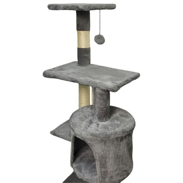 PALOMA Mörkgrått klösträd 40 x 40 x 114 cm - 3 plattformar, 1 rep, 1 nisch, klösträd