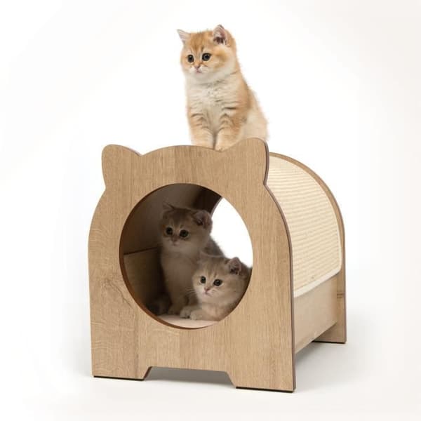 Klösträ för katt - CATIT - Vesper Minou - Utbytbar klösmatta i sisal - Eklook - L. 36 x B. 37 x H. 40