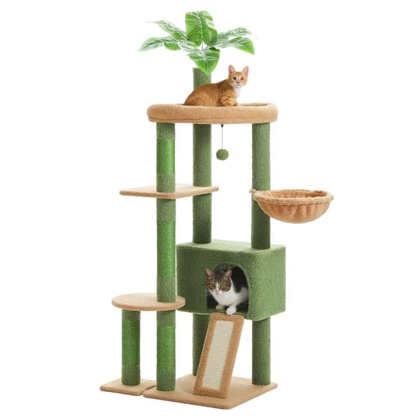 Flerbottnad kattställning, robust design, naturliga sisal-klösträd,135 cm, AMT0250GN