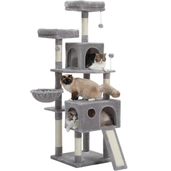 Multi-Level Katte træ, 5-lags design, Kradsesikkert træ,AMT0181GY, L