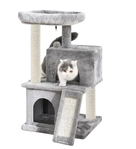 Kattträd, flertäcktsdesign, robust träkonstruktion,AMT0140GY, som bild