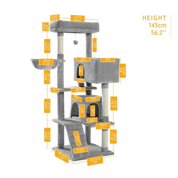 Kattträd, flertäcktsdesign, robust träkonstruktion,AMT0111GY, som bild