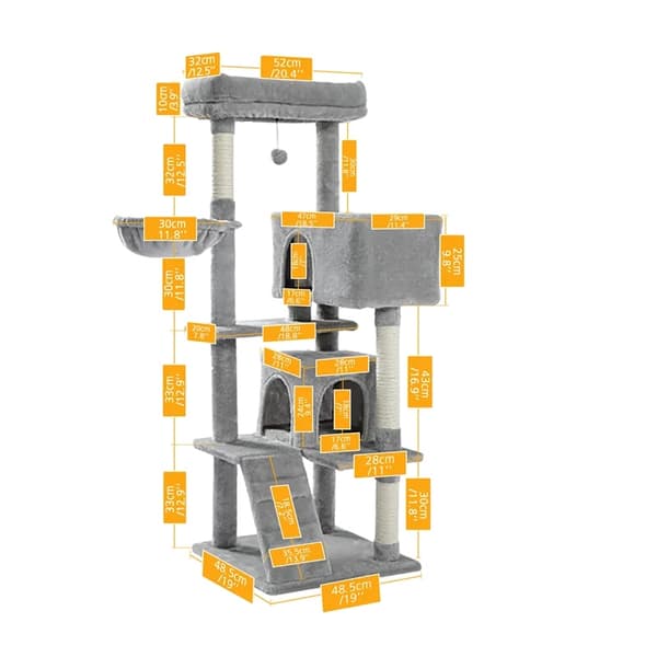 Kattträd, flertäcktsdesign, robust träkonstruktion,AMT0111GY, som bild