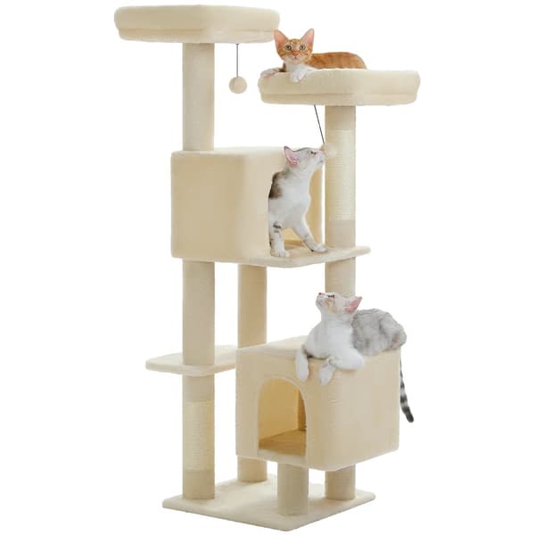 Monitasoinen kissapuu, puurakenne, sisalraapimapylväät,AMT0292BG, L