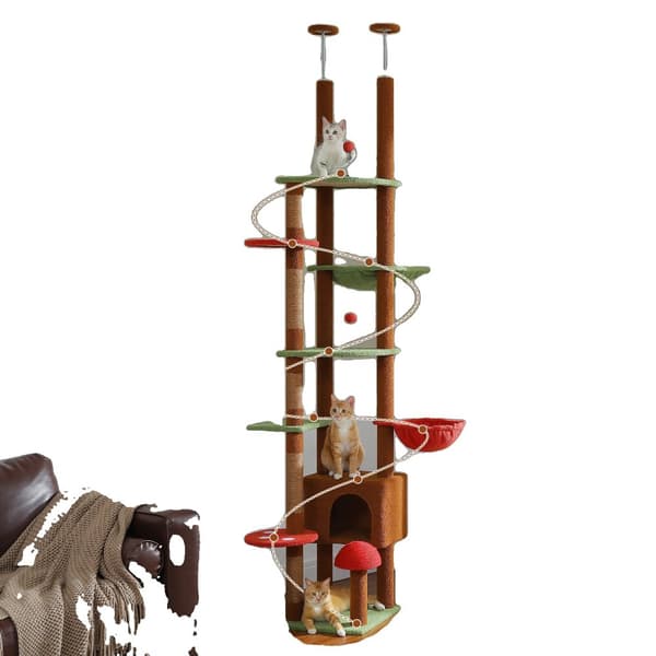 Justerbar Kattträd med flera nivåer, Hållbart Trä,AMT0249BN, XL Justerbar Kattträd med flera nivåer, Hållbart Trä,AMT0249BN, XL