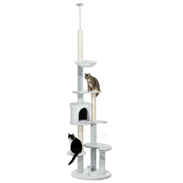 Kattträd, Material: Spånskiva, Fem lager,60x60x255 cm, Grå