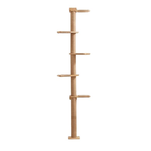 Trækatteklatreramme, 206 cm høj, 5-lags struktur, stabil vægmonteret design,træ