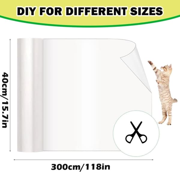 Lollanda Gennemsigtigt sofabetræk til ridsemærker, møbelbetræk til kat og hund kan skæres til i den ønskede størrelse + 1 påføringsskraber 40x300cm