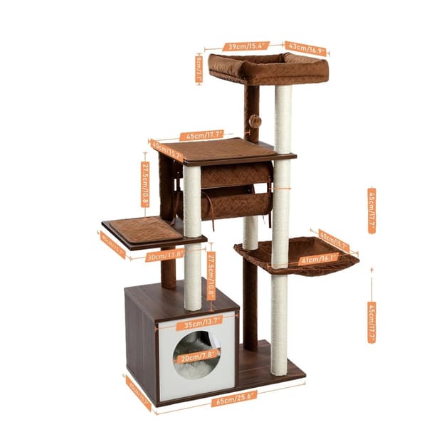 Katt Träd Kondo, Design med flera nivåer, Avtagbar Klöspelare, Interaktiv Leksak,som bild, AMT0102BNAMT0102BN
