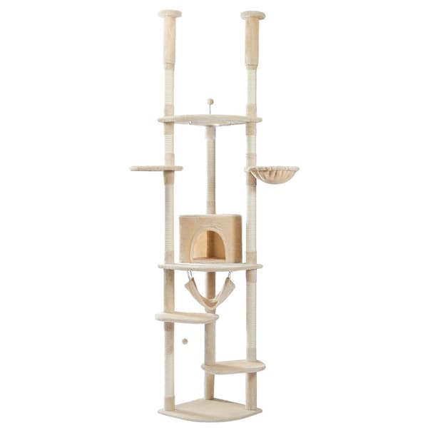 Golvet till tak kattträd, 5 nivåer, robust design,AMT0119BG-HW