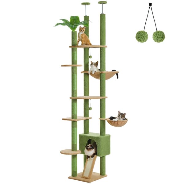 Justerbar kattträdstorn, Höjd 230-252CM, Fem nivåer,XXL, AMT0249GN
