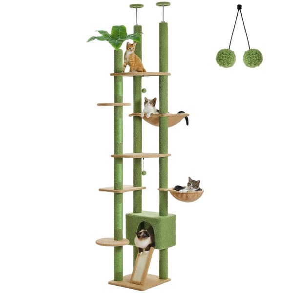 Justerbar kattträdstorn, Höjd 230-252CM, Fem nivåer,XXL, AMT0249GN