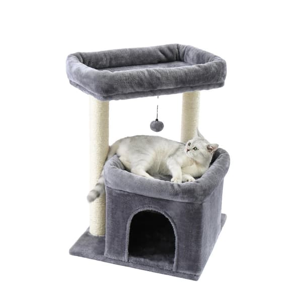 Kattträd, Dubbel Stor Plattform, Mysig Kondo,AMT0028GY-HZ, 68 cm