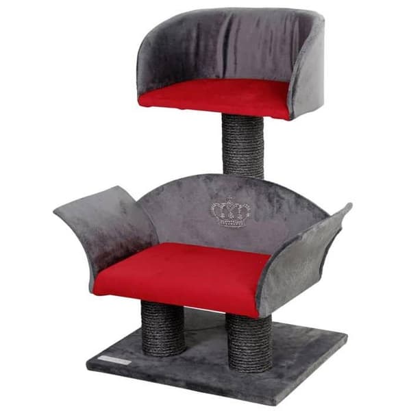 Kattträd - Kerbl - Lounge Deluxe - Grå och röd - 70 cm - Vadderad och sisal