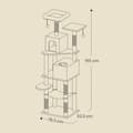Miniatyrbild 5 av 5: Rootz 155 cm Cat Tree - Scratching Post - Cat Tower - Plush & Sisal - Grey - 49cm x 40cm x 155 cm