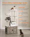 Miniatyrbillede 3 af 6: Rootz 170 cm Cat Scratching Post - Kuldkasse Skab - Katstræ - Holdbart spånplade og sisal - Grå, brun - 80 cm x 49 cm x 170 cm