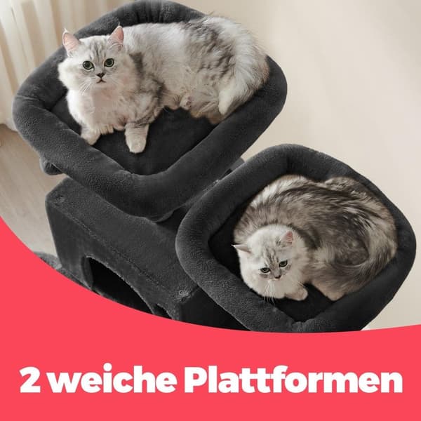 Rootz 206 cm Cat Scratching Tree - Cat Tower - Scratch Post - 13 Scratch Pillars - Space Saving Design - 60cm x 50cm x 206 cm - Perfekt för lekfulla k