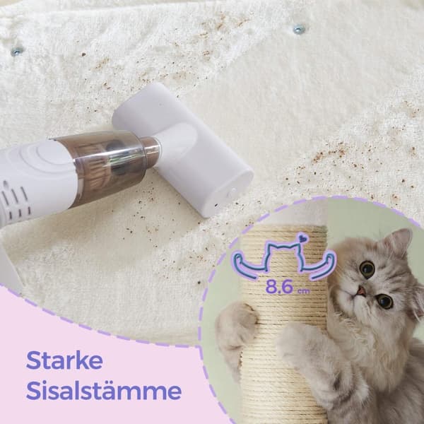 Rootz Cat Scratching Post - Cat Tree - Stor visningsplattform - Hållbar plysch/sisal - 60 cm x 40 cm x 84 cm