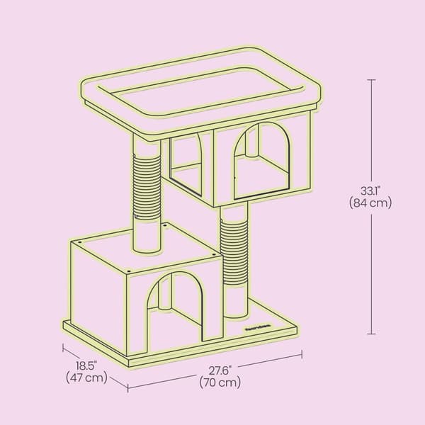 Rootz Cat Scratching Post - Cat Tree - Stor visningsplattform - Hållbar plysch/sisal - 60 cm x 40 cm x 84 cm