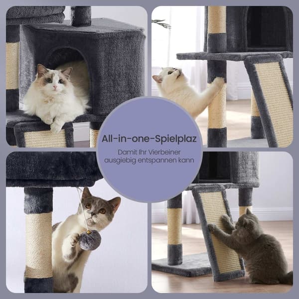 Rootz Cat Scratching Post - Cat Tree - Mysigt klättringsträd - Rymdräddande design - 50 x 35 x 115 cm - Idealisk för små lägenheter