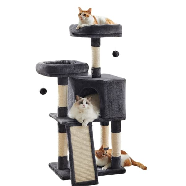 Rootz Cat Scratching Post - Cat Tree - Mysigt klättringsträd - Rymdräddande design - 50 x 35 x 115 cm - Idealisk för små lägenheter