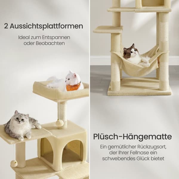 Rootz Cat Tree - Cat Scratching Post - Cat Tower - Sisal & Plush - Stöder Safe Play - 55 x 45 x 143 cm