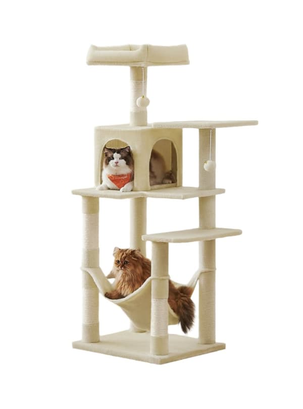 Rootz Cat Tree - Cat Scratching Post - Cat Tower - Sisal & Plush - Stöder Safe Play - 55 x 45 x 143 cm