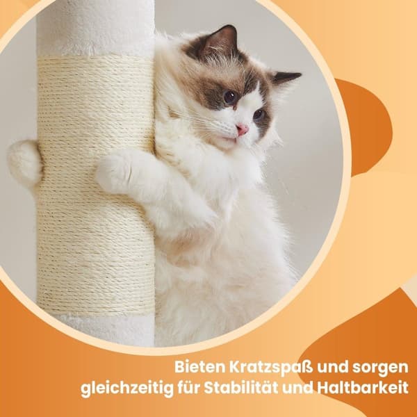 Rootz Cat Tree Scratching Post - Cat Tower - Stor platform - Holdbar sisal til katte 'kløer - 68 x 48 x 101 cm