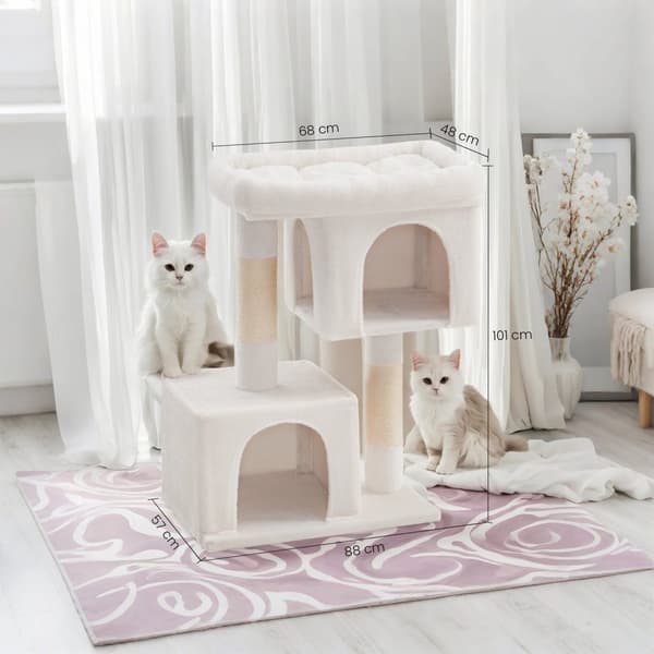 Rootz Cat Tree Scratching Post - Cat Tower - Stor platform - Holdbar sisal til katte 'kløer - 68 x 48 x 101 cm