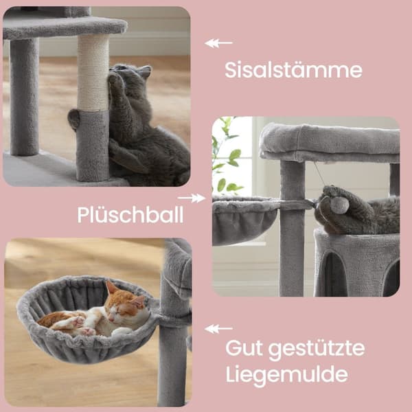 Rootz Cat Tree med stor platform - Scratching Post - Kitty Play Tower - Sisal indpakket - 48 cm x 48 cm x 96 cm
