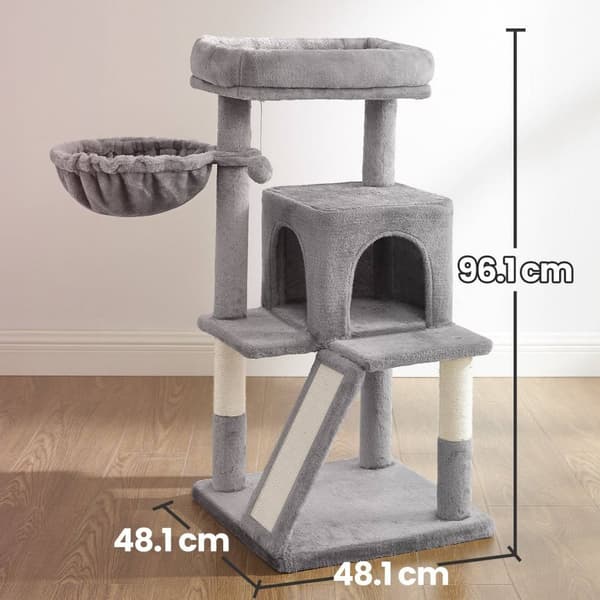 Rootz Cat Tree med stor platform - Scratching Post - Kitty Play Tower - Sisal indpakket - 48 cm x 48 cm x 96 cm
