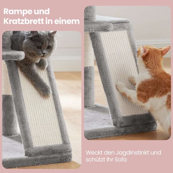 Rootz Cat Tree med stor platform - Scratching Post - Kitty Play Tower - Sisal indpakket - 48 cm x 48 cm x 96 cm