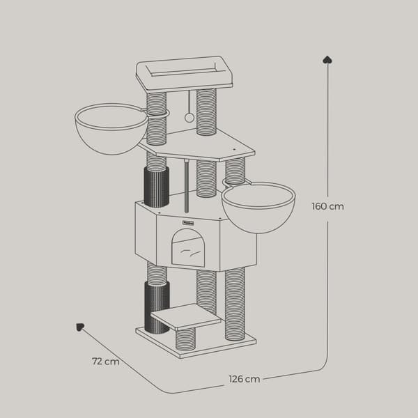 Rootz Cat Tree Scratching Post - Activity Center - Selvopvarmende tæppe - Ideel til katte - 50 x 50 x 160 cm