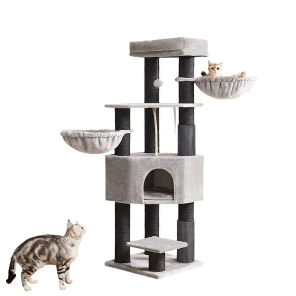 Rootz Cat Tree Scratching Post - Activity Center - Selvopvarmende tæppe - Ideel til katte - 50 x 50 x 160 cm